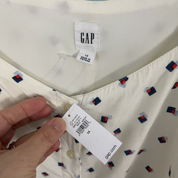 NWT Gap Button Front Shirt Dress Tie-Shoulder Pockets Sz 14 Summer Casual Resort - Picture 12 of 12